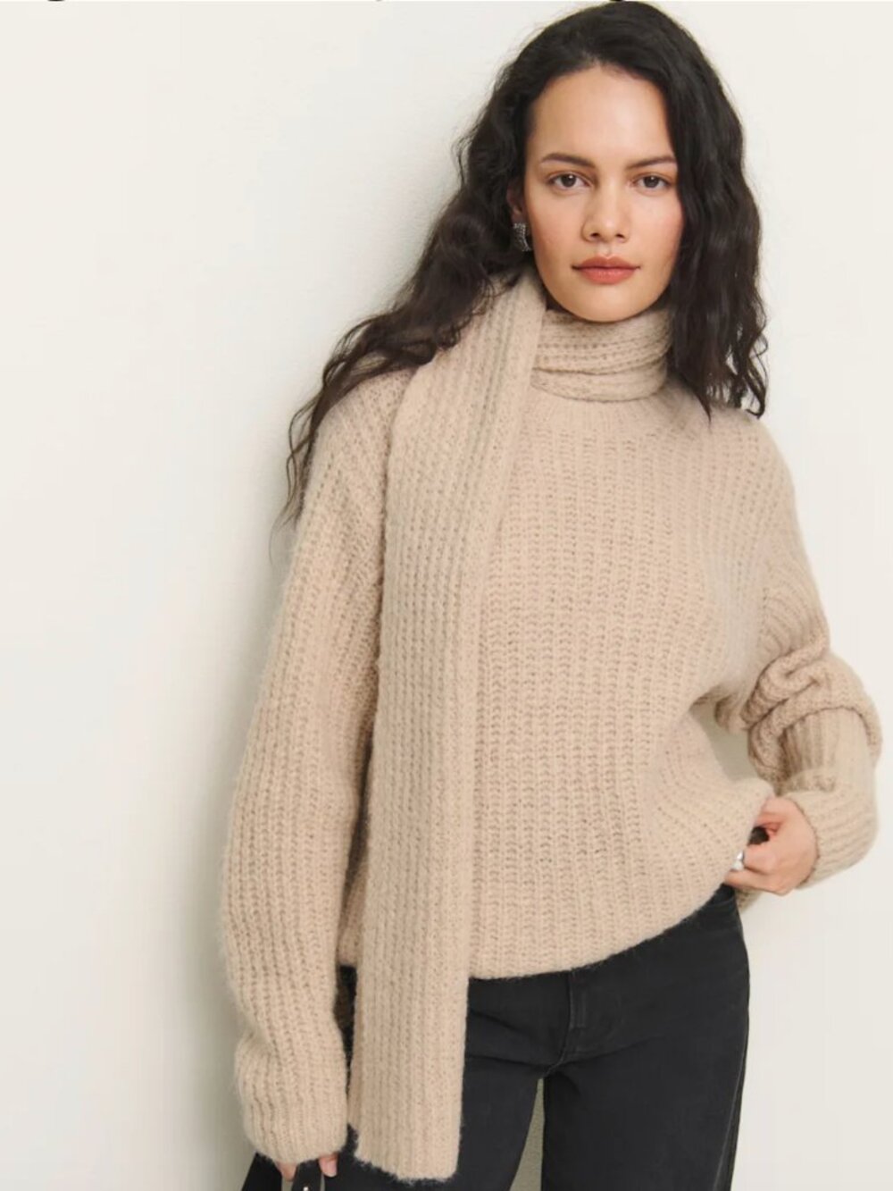 Reformation Spence Scarf Sweater Natural - Size S